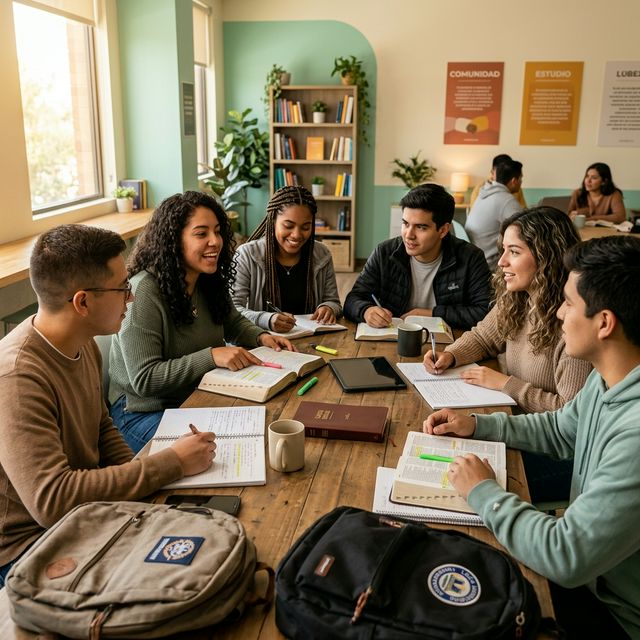 Estudiantes de EDEM en sesión de estudio bíblico